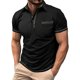 thumbnail image 1 of Blusa y camisa de manga corta con cuello vuelto para hombre, color liso, con solapa, botón y bolsillo, informal, a la moda, blusa para hombre, 1 of 7