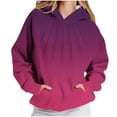 thumbnail image 2 of Chiccall Gradient Hoodie Women Casual Hooded Pullover Sweatshirt Long Sleeve Front Pleated Cute Tops Oversized Clothes 2025 Fall Winter, 2 of 5
