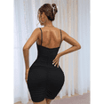thumbnail image 4 of Vestidos de Cóctel para Mujer, Ajustados, con Escote en V, Tirantes Finos, Fruncidos, para Fiesta de Noche y Club Nocturno (2025) Negro XS, 4 of 10