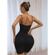 thumbnail image 4 of Vestidos de Cóctel para Mujer, Ajustados, con Escote en V, Tirantes Finos, Fruncidos, para Fiesta de Noche y Club Nocturno (2025) Negro XS, 4 of 10