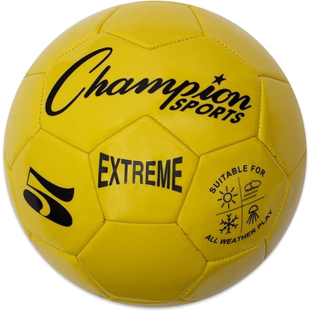 Champion Sports Extreme Series Soccer Ball Size 5 - Collegiate Professional and League Standard Kick Balls - All Weather Soft Touch Maximum Air Retention - For Adults Teenagers Yellow