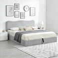 thumbnail image 6 of King Size Bed Frame with Lift Up Storage, Boucle Upholstered Platform Bed with Curved Headboard, No Box Spring Needed, Hydraulic Storage, Light Grey, 6 of 6
