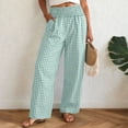thumbnail image 2 of felwors Checkered Gingham Wide Leg Pants Women's Casual Comfort Fit with Drawstring Waist (Green, XXL), 2 of 8