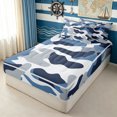 thumbnail image 2 of Erosebridal Modern Camouflage Zipper Queen Comforter Set with Fitted Sheet and 2 Pillowcases for Boys Men, Navy Abstract Camo Print Zipper Bedding Set, Black Reversible, 4pcs, 2 of 7