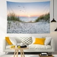 thumbnail image 2 of Beach Sunset Coastal Tapestry, Sand Dunes & Seagulls Ocean Wall Hanging, Boho Nature Landscape Art Decor for Bedroom Living Room Dorm, 60x90Inch, 2 of 7
