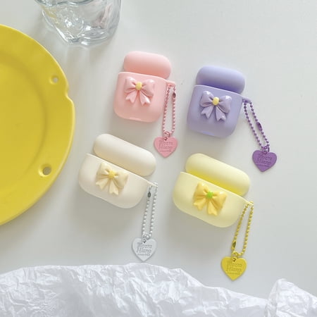 For AirPods 3rd 2021 Four Colors Cute Cartoon Hand Bow Pattern Designed Earphones Case Matte TPU Shockproof Cover With Pendant