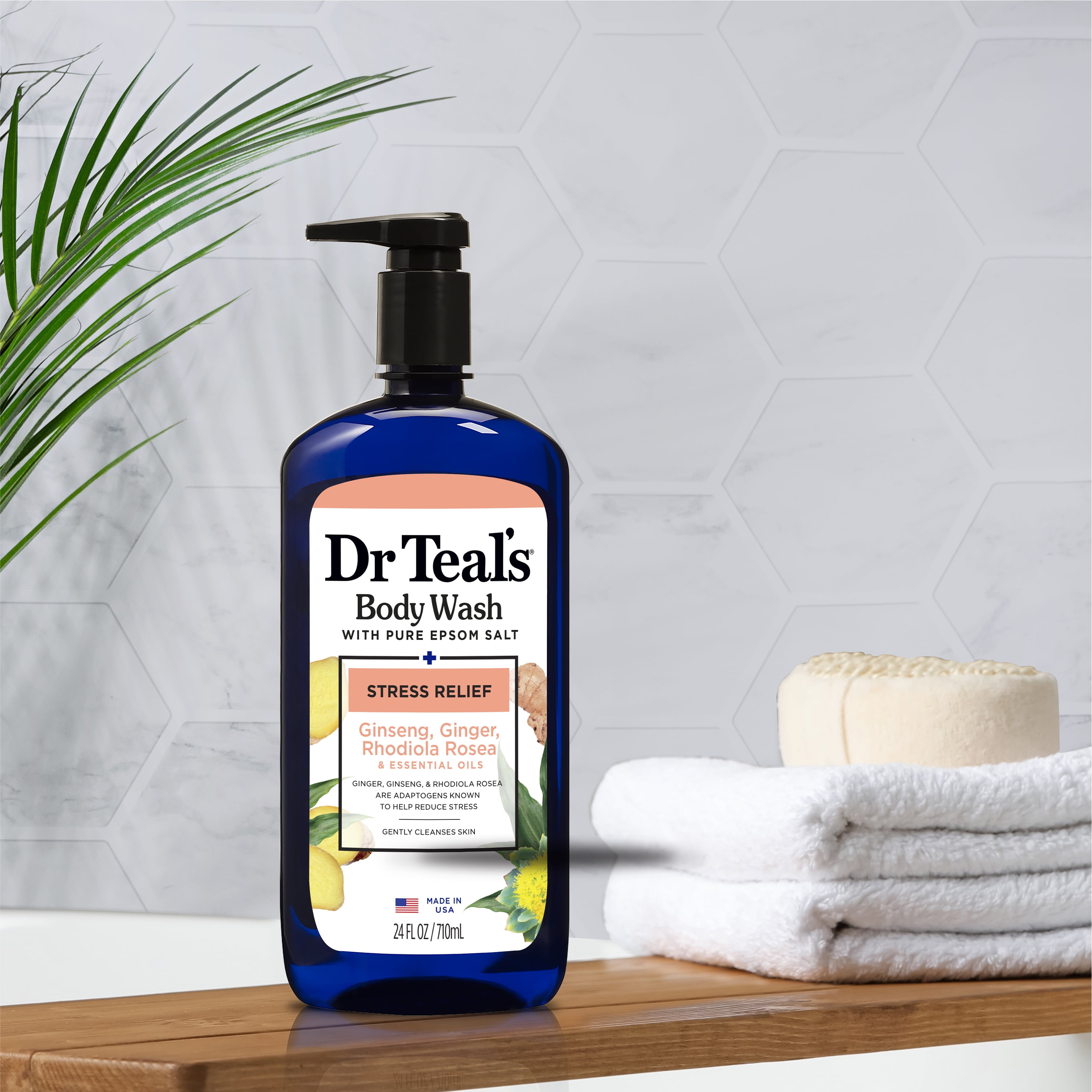Dr Teal's Stress Relief Body Wash with Ginger, Ginseng, Rhodiola Rosea - 24 fl oz
