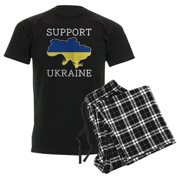 CafePress - Support Ukraine Men's Dark Pajamas - Men's Dark Loose Fit Cotton Pajama Set