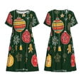 thumbnail image 3 of Bixox Robe d'Été à Manches Courtes pour Femmes Robe Ample Longueur Genou avec Poches-Noël, 3 of 7