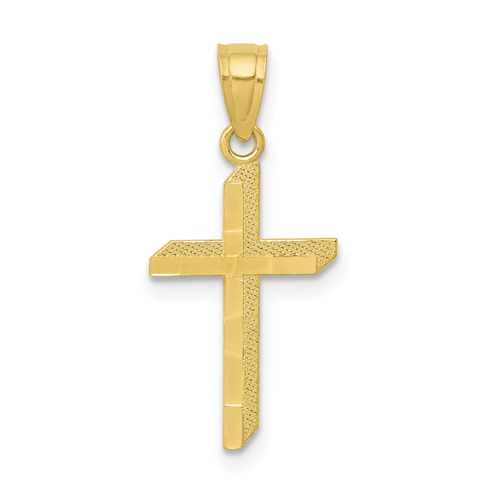 1.5 inches Solid 10k Yellow Gold Simple Cross Pendant Necklace