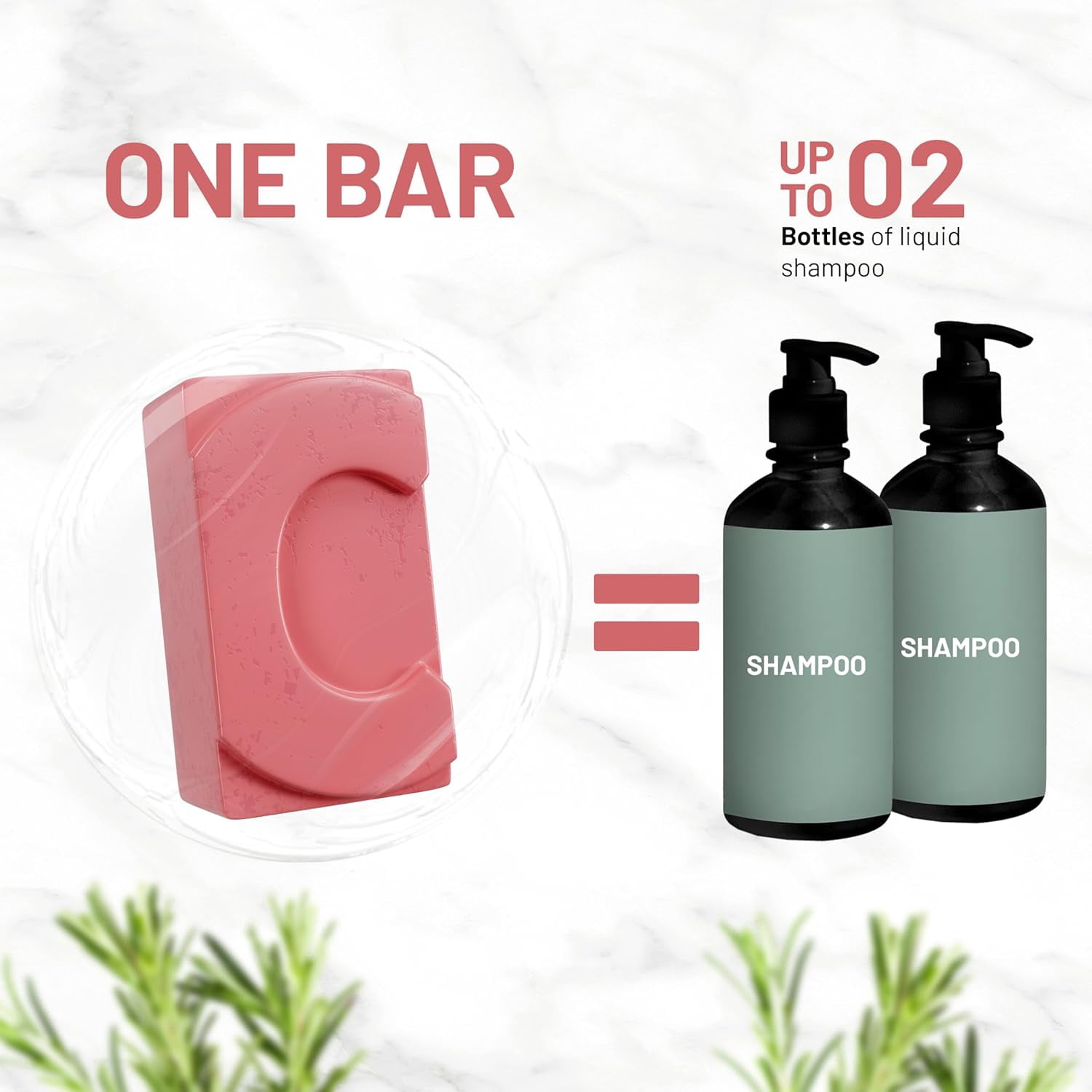 (2 pack) Herbishh Rosemary Conditioner Bar for Hair Growth, Volumizing Solid Conditioner, Strengthening Biotin Bar, Cleansing Soap for Women & Men, Ideal for Curly & Straight Hair Vegan & Sulfate-Free 3.53 oz