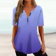 thumbnail image 4 of Gibobby Camiseta de Manga Corta con Cuello en V Camiseta manga corta con cuello en V suelto moda informal para mujer(Morado,G), 4 of 5