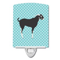 Black Bengal Goat Blue Check Ceramic Night Light
