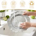 thumbnail image 6 of Yucurem 100PCS Reusable Charger Plates Bulk, 12.2" Plastic Dinner Charger Plates, Round Ruffled Rim Decorative Dinner Tableware for Wedding, Party, Event Table Decor (Silver), 6 of 9