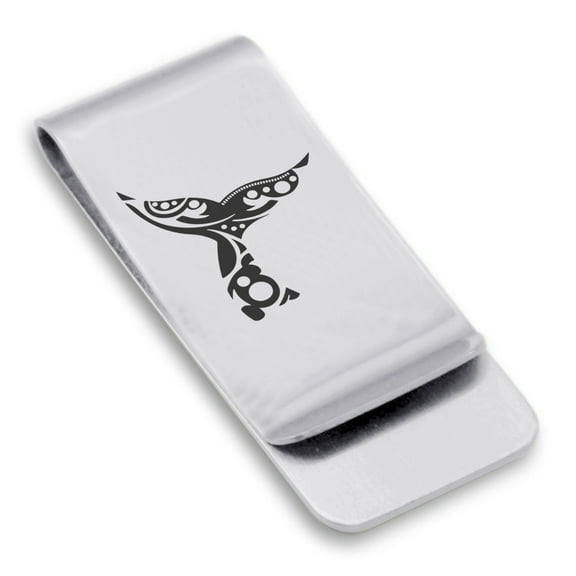 Stainless Steel Whale Tail Maori Symbol Classic Slim Money Clip Credit Card Holder