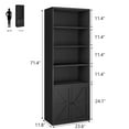 thumbnail image 3 of Huisuilinss 6 Tier Industrial Bookshelves And Bookcases With Doors Tall Farmhouse Bookshelf Wooden Floor Standing 6 Shelf Display Storage Shelves With Cabinet For Living Bedroom Home Office, 3 of 9