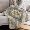 thumbnail image 3 of Blue Yellow Boho Blanket Soft Cozy Warm Throw Blanket for Couch, Plush Fuzzy Flannel Fleece Blankets for Sofa, Ethnic Vintage Southwestern Geometric Bed Blankets Lightweight Gifts for Women, 50"x80", 3 of 9
