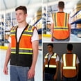 thumbnail image 4 of ProtectX 6 Pockets High Visibility Zipper Front Safety Vest with Reflective Tape Strips, Lightweight & Solid Front Mesh Back, ANSI/ISEA Certified Class 2, Lime Orange-Black - 3X Large, 4 of 7