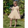 thumbnail image 5 of Arshiner Girls Tie Back Short Sleeve Ruffle Hem Off Shoulder Casual Elegant Dresses, 5 of 6