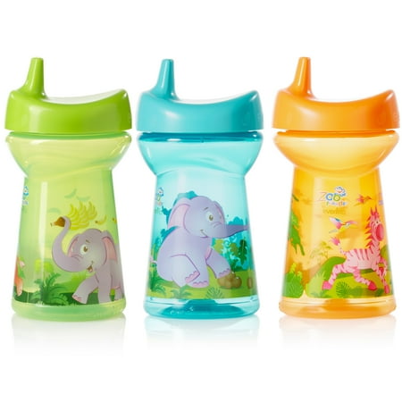 Evenflo Feeding Zoo Friends Tripleflo? Hard Spout Sippy Cup ? with 1-Piece Silicone Valve - 10oz, Assortment, 3ct