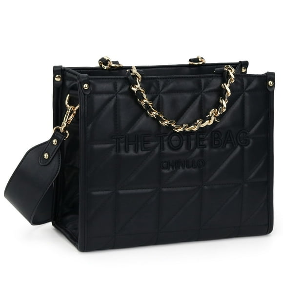 Bolso de mano Chinllo con cadenas acolchadas, monedero tipo Stachel E.Black-S para mujer