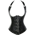 thumbnail image 4 of VASLANDA Womens Sexy PU Steampunk Corset Faux Leather Buckle Zipper Bustier Top Plus Size, 4 of 7