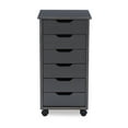 thumbnail image 2 of Linon Cary Six Drawer Rolling Storage Cart, Gray Finish, 2 of 19