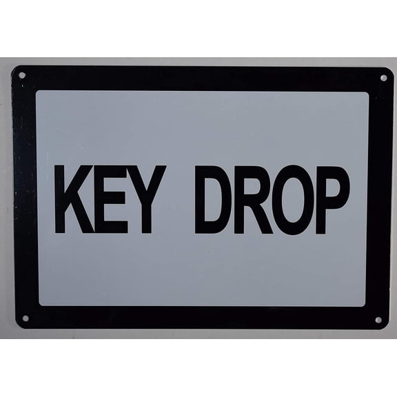Key Drop Sign (White, Rust Free Aluminium 7x10)(ref-2022-4)