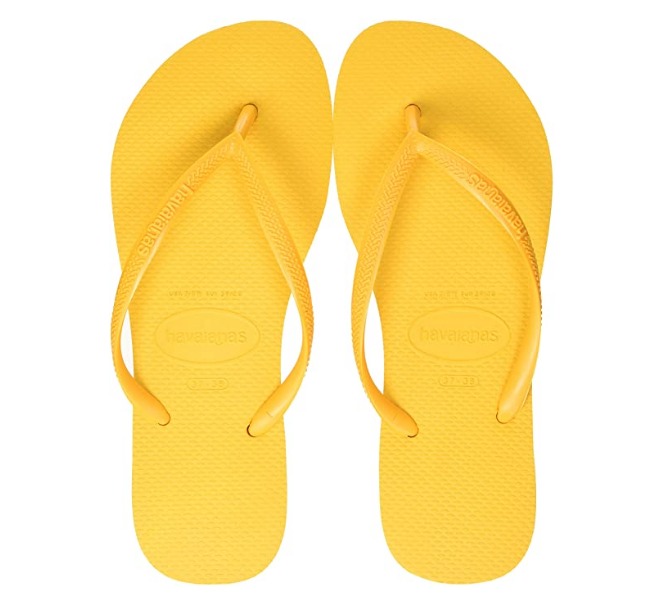 Havaianas Girls Yellow Rubber Striped Bumble Bee Charm Flip Flop Sandals 13C-1Y