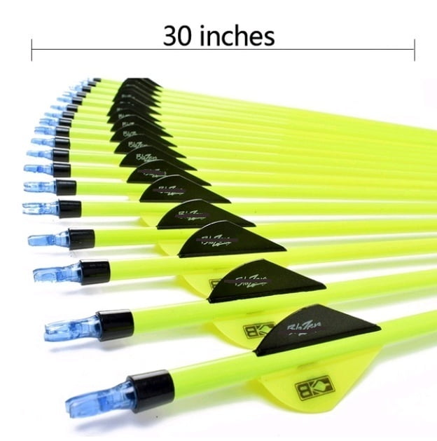 6pcs Fiberglass Arrows Orange Green Plastic Vanes 30" Shaft Archery Sports Hunti 
