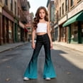 thumbnail image 2 of Girls Bell Bottom Pants High Waist Baggy Wide Leg Pants School Clothes Gradient Pants for Girls Size 5-16 Years, 2 of 6