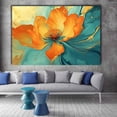 thumbnail image 2 of Mudket Orange Flower with Gold Accents Canvas Wall Art, Framed Floral Print, Ready to Hang Wall Decor for Living Room Office, Abstract Modern Artwork - 12"L x 8"W, 2 of 10