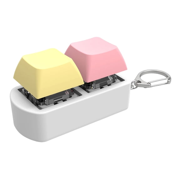 2 Key Keyboard Keychain Toy Stress Relief Desk Accessory For Adult Kid Portable Finger Exercise Sensory Press Tester