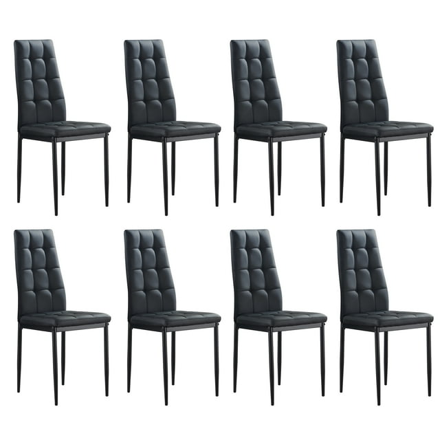Omni House Dining Chairs Set of 8,Faux Leather High Back Kitchen Chairs