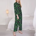 thumbnail image 2 of KLL Dino Christmas Party Print Women's Long Sleeve Pajamas with Pants Sleepwear Loungewear 2 Set-X-Large, 2 of 8