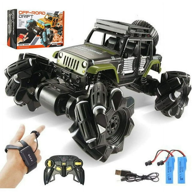 1 16 Alloy Gesture Sensing Remote Control Car Hand Controlled RC Car 360° Rotating 4WD 2.4Ghz RC Monster Trucks Stunt Vehicle with 2 Rechargeable Batteries for Christmas Gifts Kids