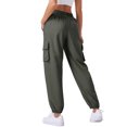 thumbnail image 3 of Women's Casual Cargo Pants Solid Color Drawstring Elastic Waist Multiple Pockets Joggers, Dark Gray, XXL, 3 of 4