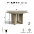 thumbnail image 3 of Furniture of America Cheri 54" Solid Wood Round Indoor Dining Table, White Oak, 3 of 9