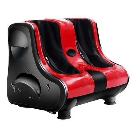 Pemberly Row Contemporary Plastic Shiatsu Foot Calf Leg Massager in Red