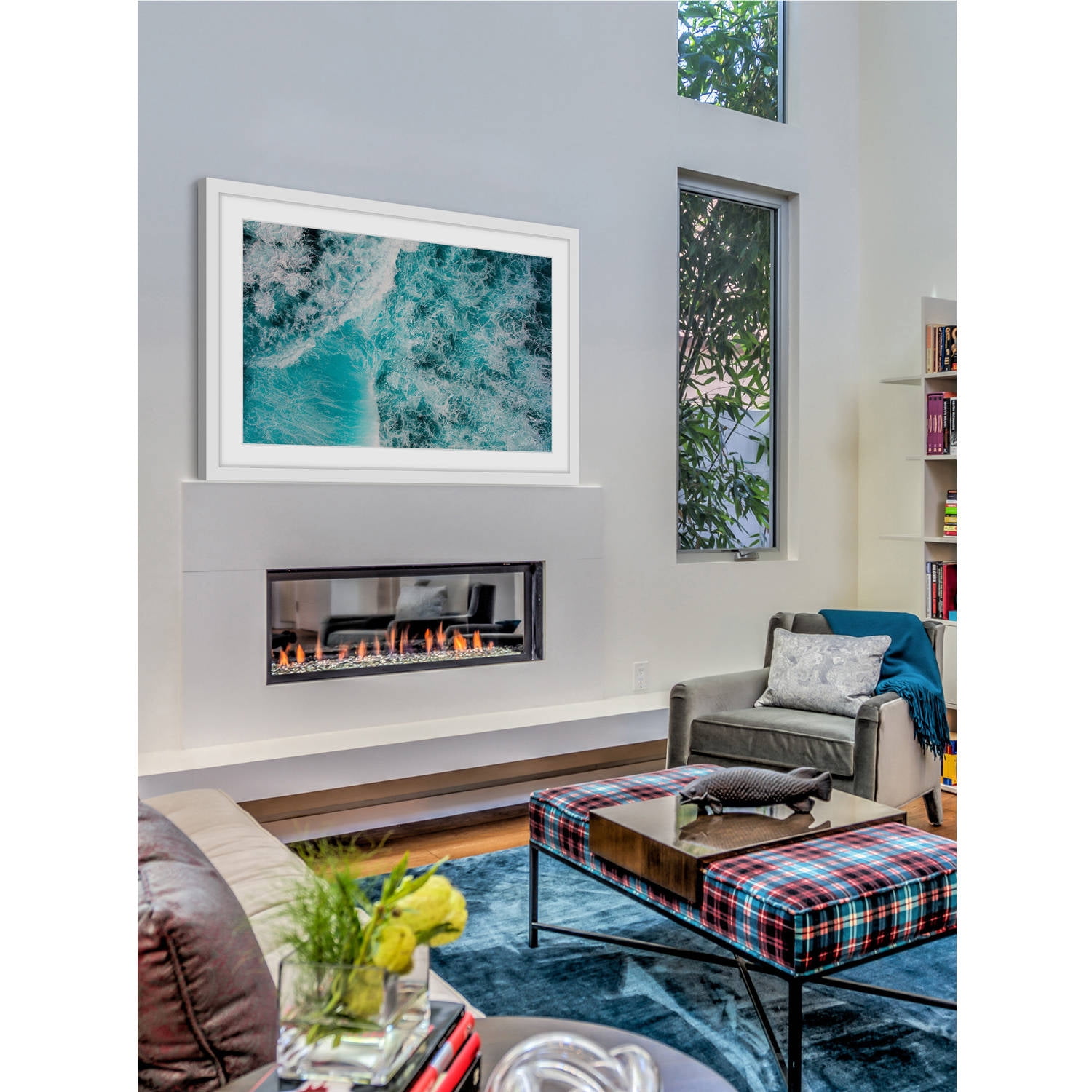Marmont Hill "White Foamy Splashes" by Hassan Ishan Framed Painting Print