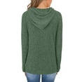 thumbnail image 4 of RYRJJ Womens Soft Ribbed Knit Hoodie Sweaters Long Sleeve Pullover Shirts Lightweight Drawstring Fall Sweatshirt Tops with Pocket(Army Green,M), 4 of 8