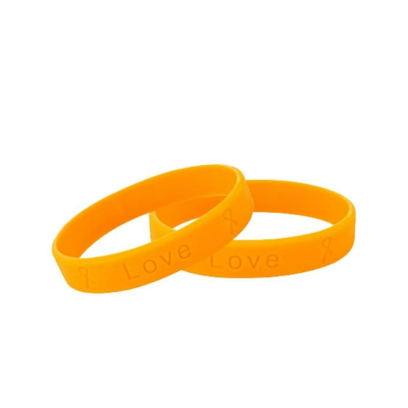 Bulk Skin Cancer Awareness Orange Silicone Bracelets (25 Bracelets)