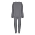 thumbnail image 4 of Sweatsuit Set for Women Casual Round Neck Long Sleeve Sweatsuits Women 2 Piece Outfits Two Piece Crewneck Sweatshirts Set Oversize Lounge Fall Sweatpants Suit Solid Color Pullover Set, 4 of 9