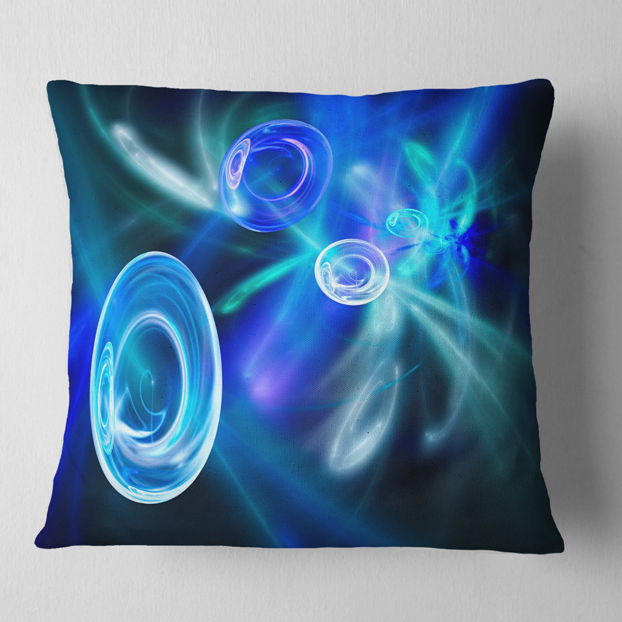 Designart Blue Fractal Desktop - Abstract Throw Pillow - 16x16