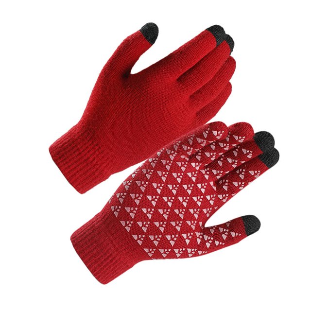 Naiovety 1 par de guantes cálidos de invierno para pantalla táctil, para exteriores, senderismo, ciclismo, camping, guantes de punto de algodón, Deportes de nieve rojo 21x10.5cm Naiovety OD000116-07B