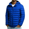 thumbnail image 2 of Zedker Men's Lightweight Puffer Jacket Detachable Hood Warm Winter Coat Casual Quilted Full Zip Down Jackets Zipper Pockets Blue XL, 2 of 10