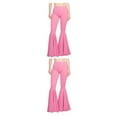 thumbnail image 3 of Wweixi Stretchy Women Bell Bottom Wide Application Lightweight Comfortable Pants pink S 2Set, 3 of 6