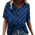 thumbnail image 2 of Womens T Shirts Loose Fit Scale Print Loose Fit Short Sleeve T Shirt Casual Crew Neck Blouse Top Casual Tee Tops, 2 of 5