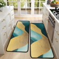 thumbnail image 4 of Kitchen Rugs Sets Of 2,Teal and Gold Marble Fluid Art Pattern Anti Fatigue Kitchen Mat Rugs Non Slip Washable,Decorative Kitchen Floor Mats for Kitchen,Sink,Laundry,17"x47"+17"x47", 4 of 5