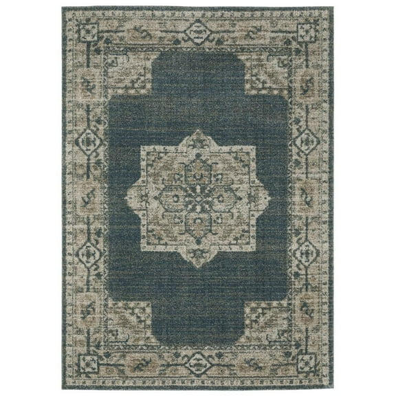 Oriental Weavers Alton Area Rug 5501B Traditional Blue Distressed Oriental 6' 7" X 9' 6" Rectangle